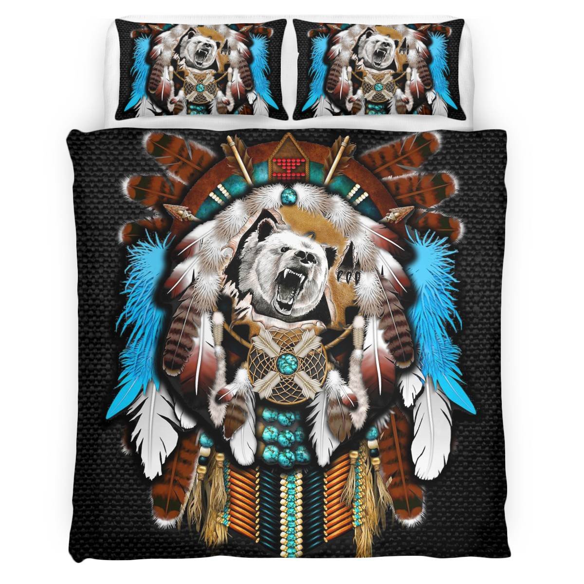 hippieartzone - Native American Bear Pattern Bedding Set