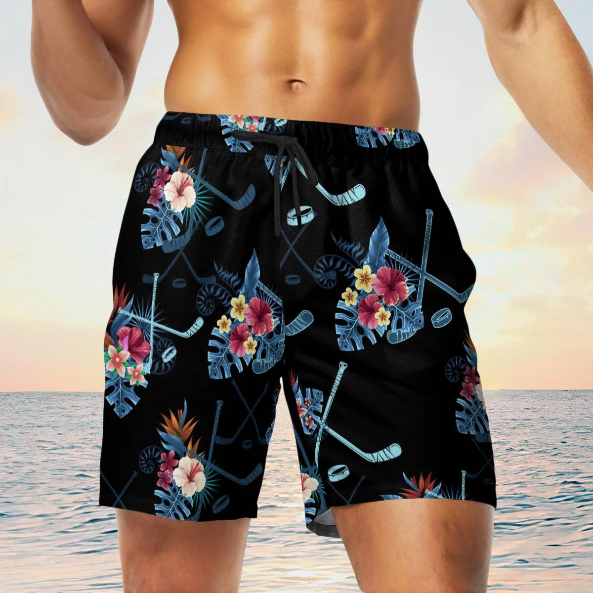 hippieartzone - BLUE HOCKEY BEACH TROPICAL HAWAII SHIRT.