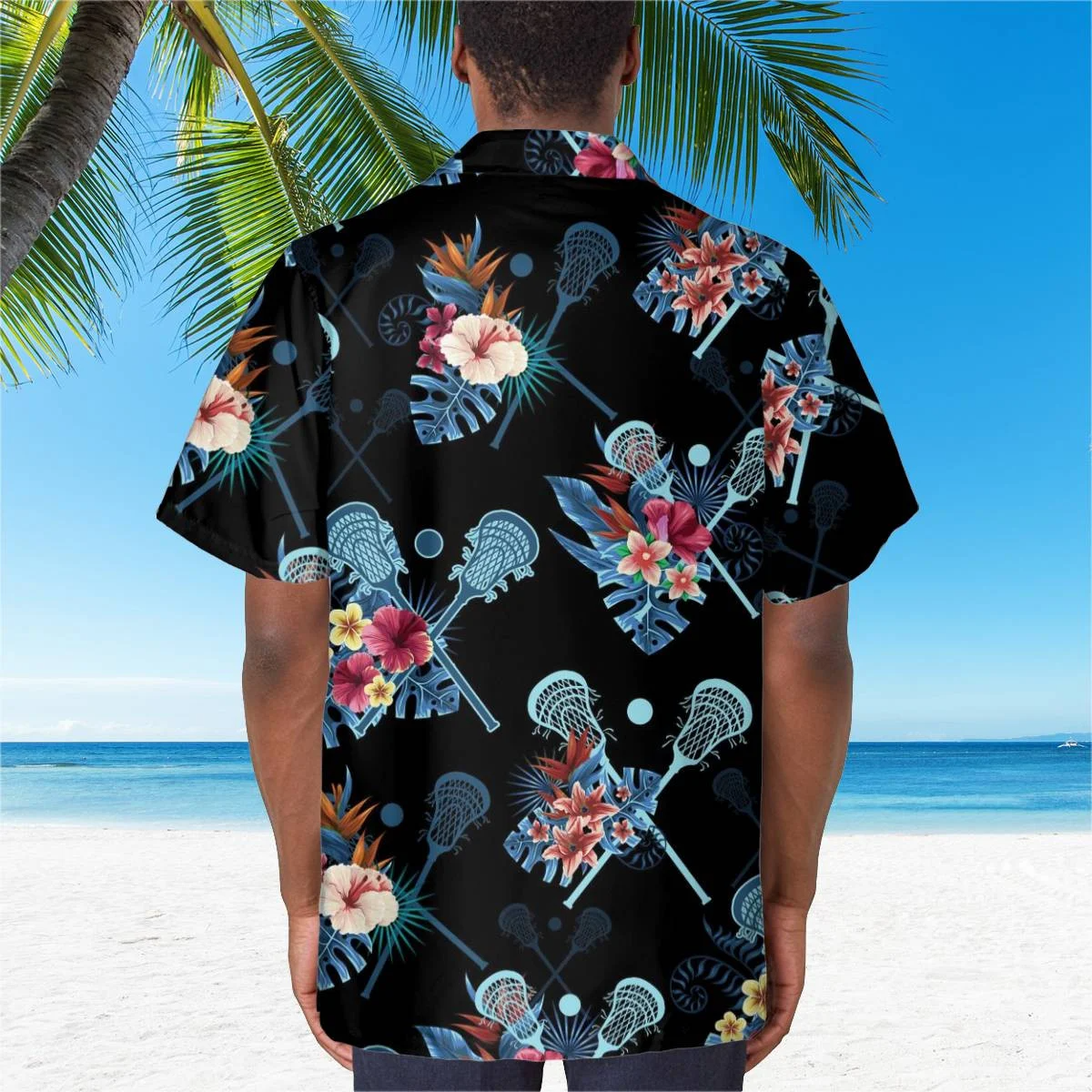 hippieartzone - BLUE LACROSSE TROPICAL HAWAII SHIRT.