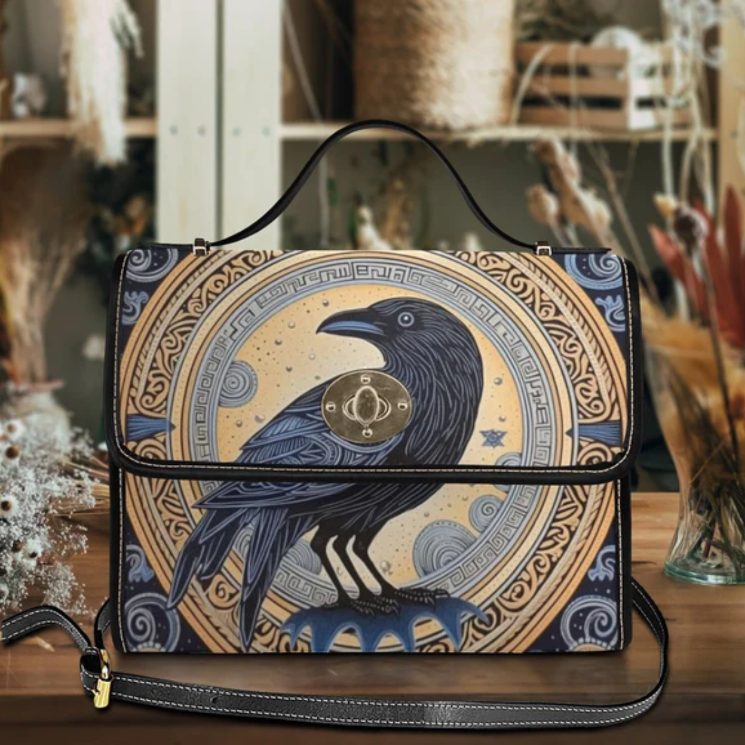 Raven Purse Gothic Bird Lover Satchel Witch Handbag For Boho Hippie