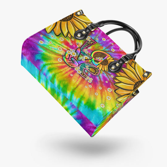 hippieartzone Bag - HIPPIE LOVE TIE DYE LEATHER HANDBAG