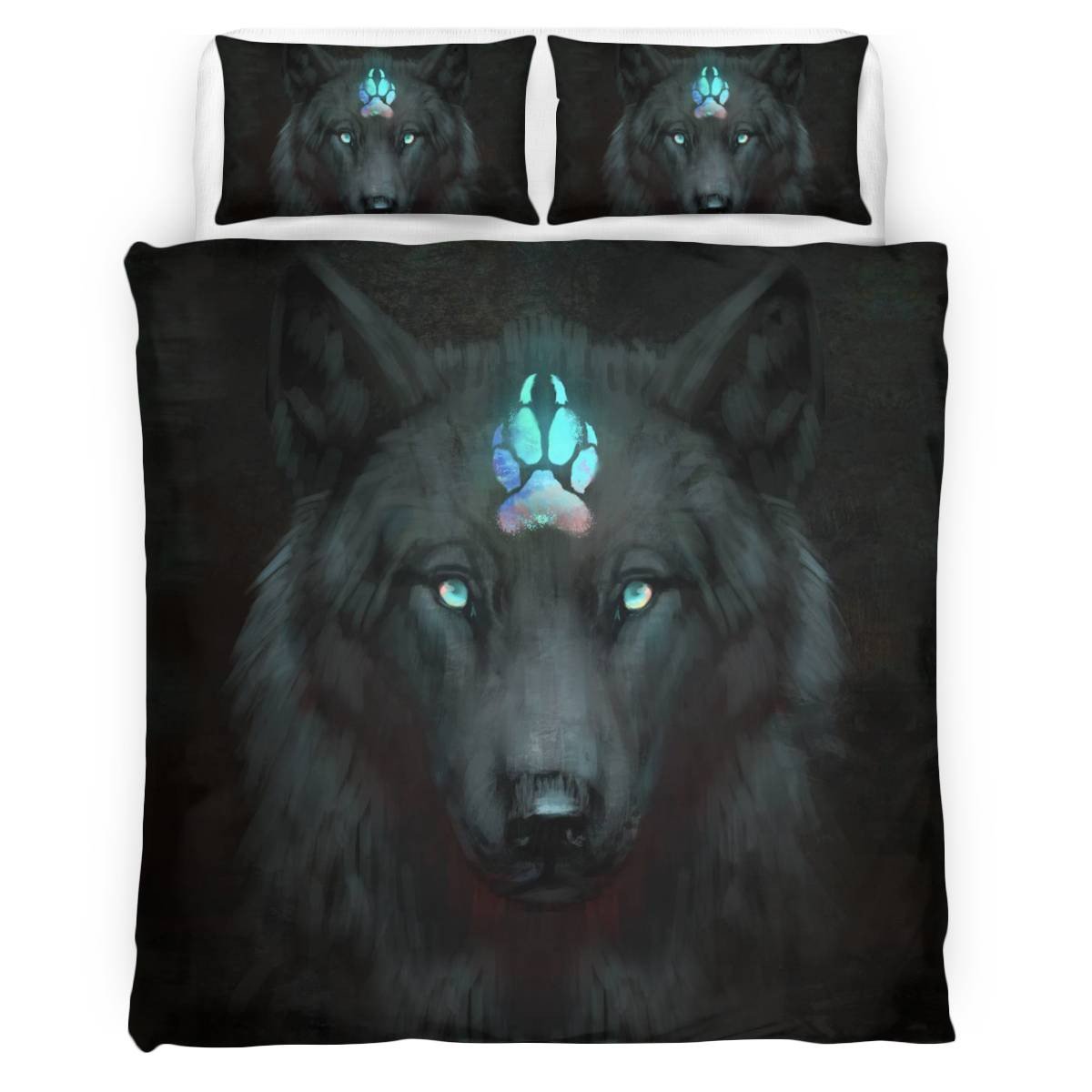 hippieartzone - Native American Black Wolf Bedding Set