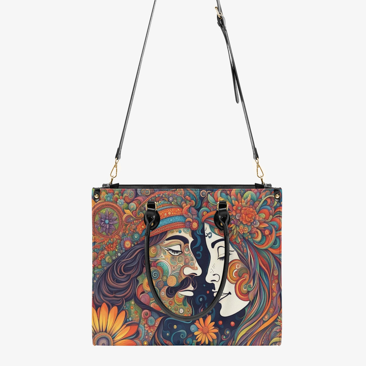 Flower Power Art Hippie Couple Crossbody Bag For Boho Style