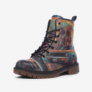 Hippie Art Zone - Bohemian Style, Retro Vibe, Race Fun Leather Lightweight Boots for Hippies