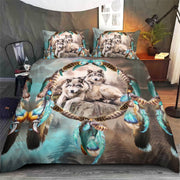 hippieartzone - Native American Wolf Dreamcatcher Bedding Set