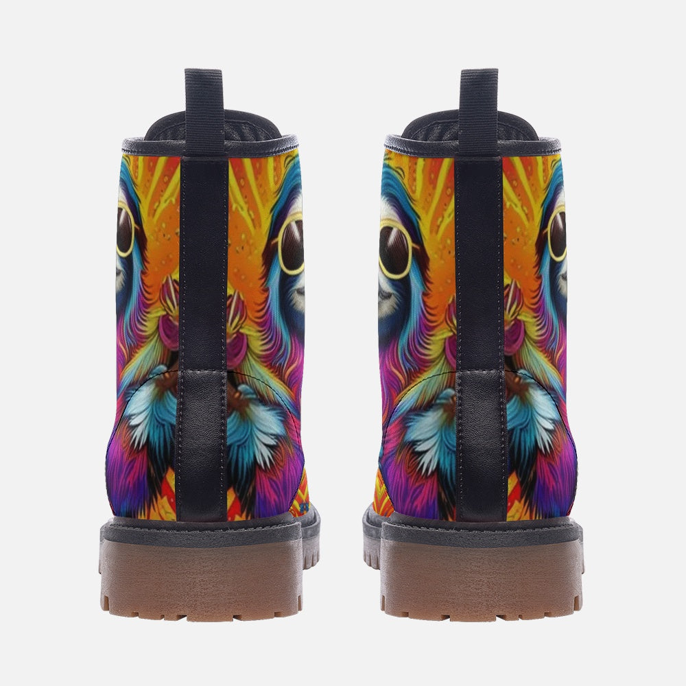 Hippie Art Zone - Cool Sloth on Leather Lightweight Boots for Hippies