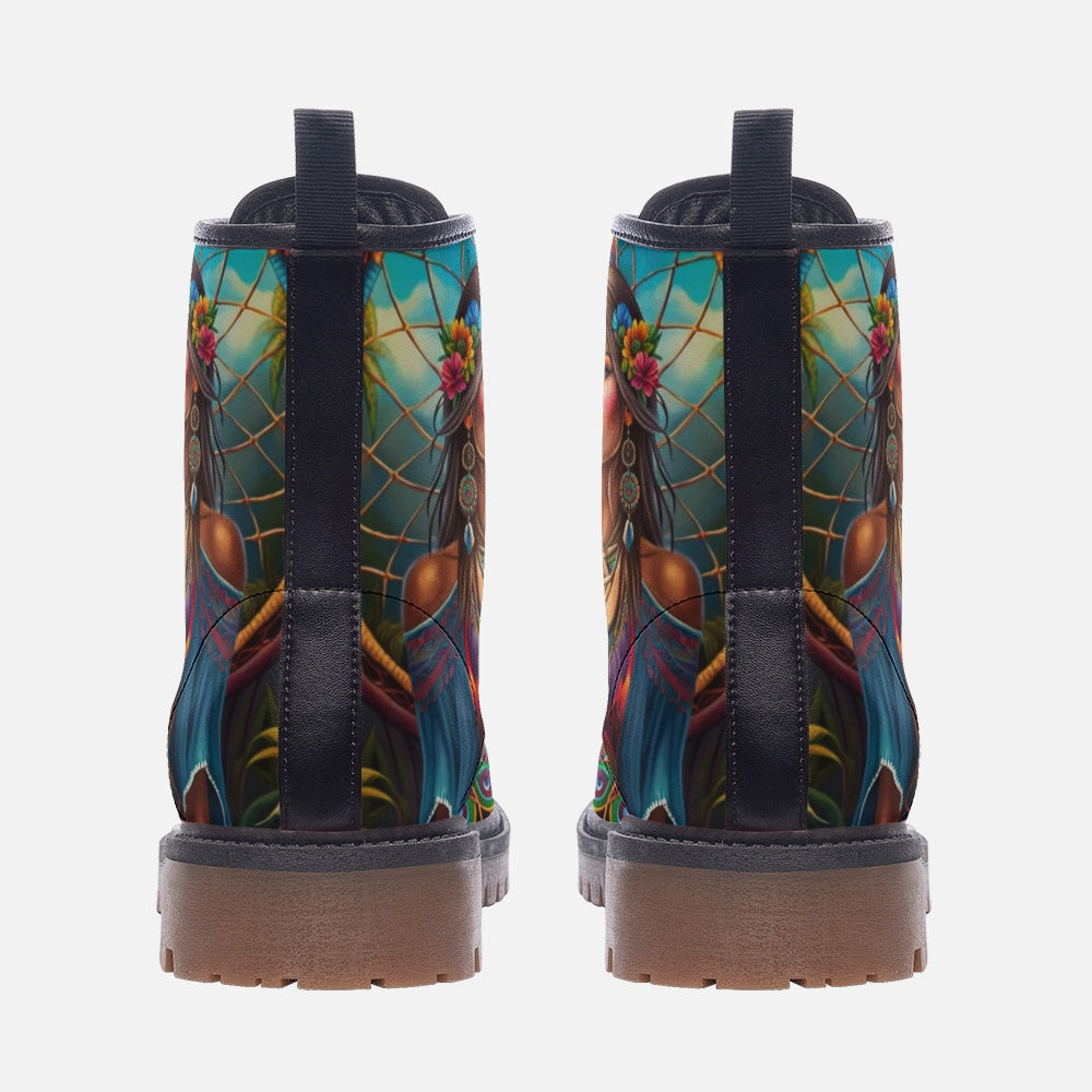 Hippie Art Zone - Signature Bohemian Style Casual Leather Lightweight Boots For Hippies