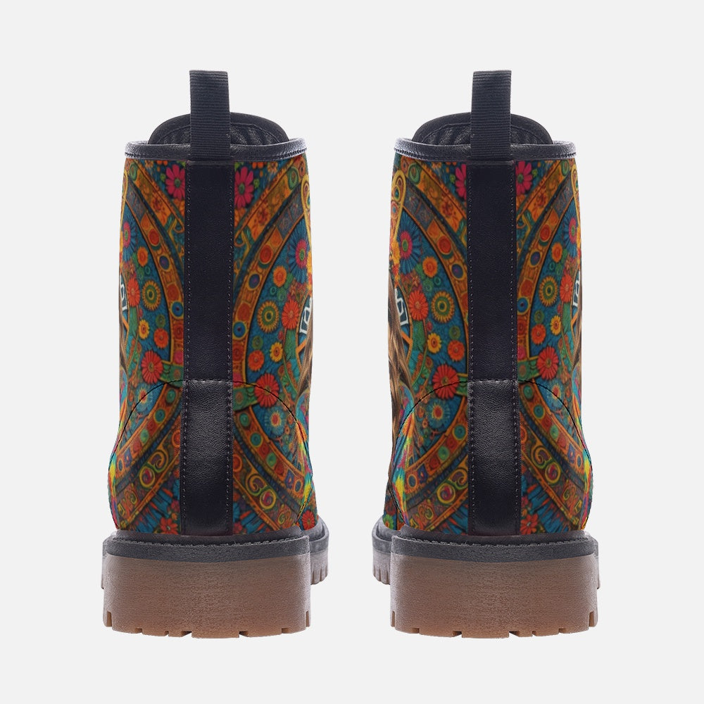 Hippie Art Zone - Bohemian Style Women Casual Leather Lightweight Boots For Hippies