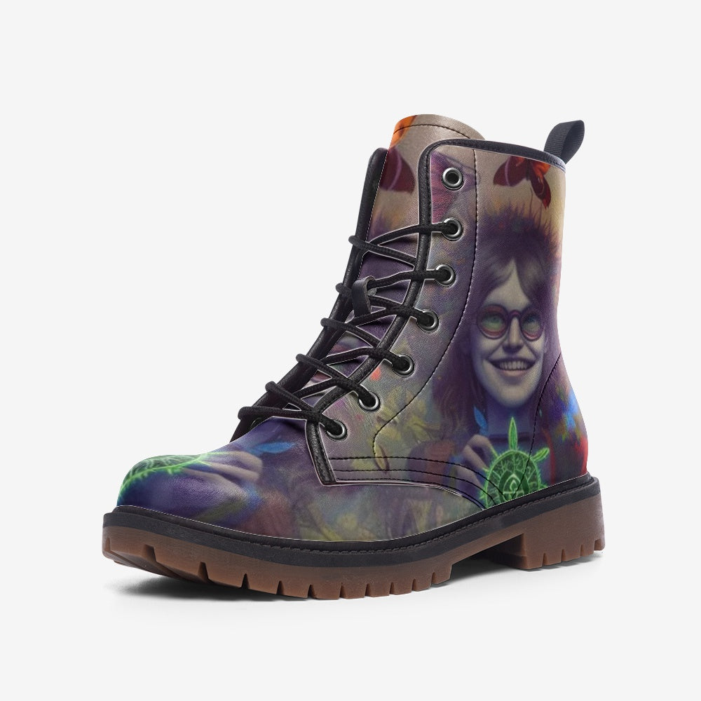 Hippie Art Zone - Spiritual Girl With Dreamcatcher Casual Leather Lightweight Boots For Hippies