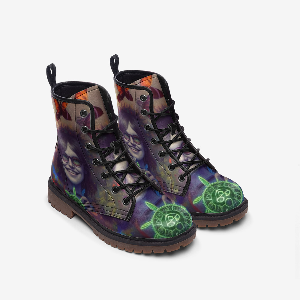 Hippie Art Zone - Spiritual Girl With Dreamcatcher Casual Leather Lightweight Boots For Hippies