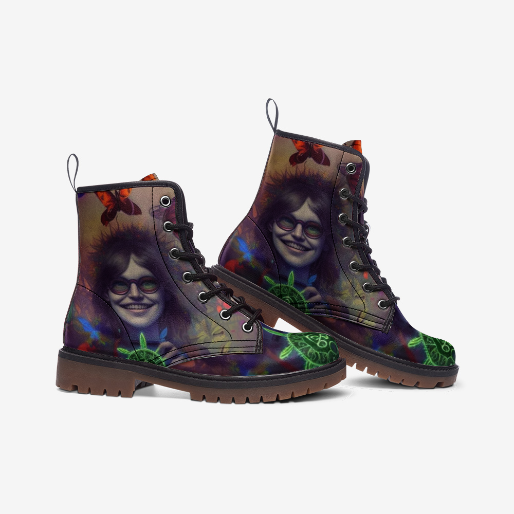 Hippie Art Zone - Spiritual Girl With Dreamcatcher Casual Leather Lightweight Boots For Hippies