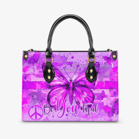 hippieartzone Bag - BE YOUTIFUL BUTTERFLY LEATHER HANDBAG