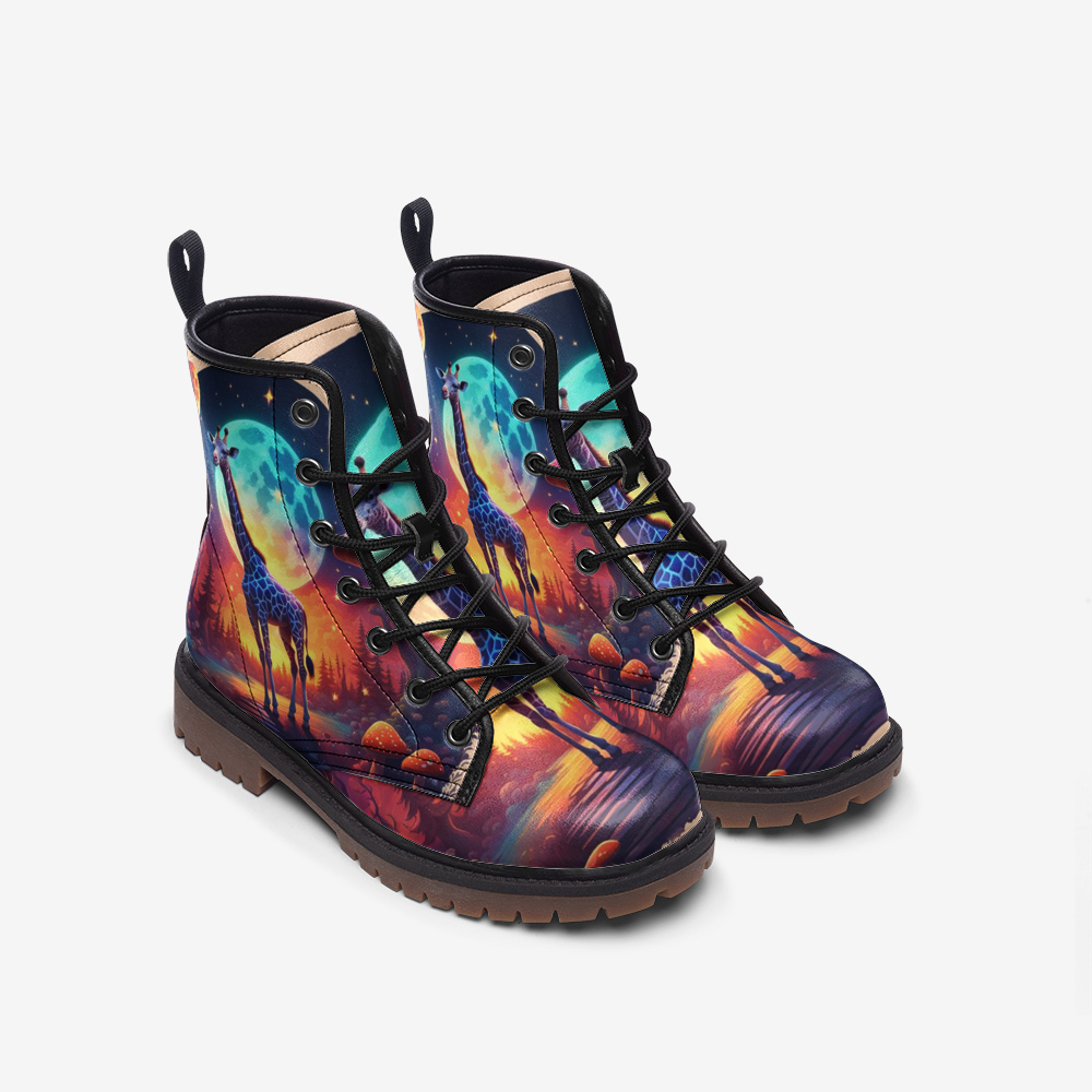 Hippie Art Zone - Fantasy Supermoon on Leather Lightweight Boots for Hippies