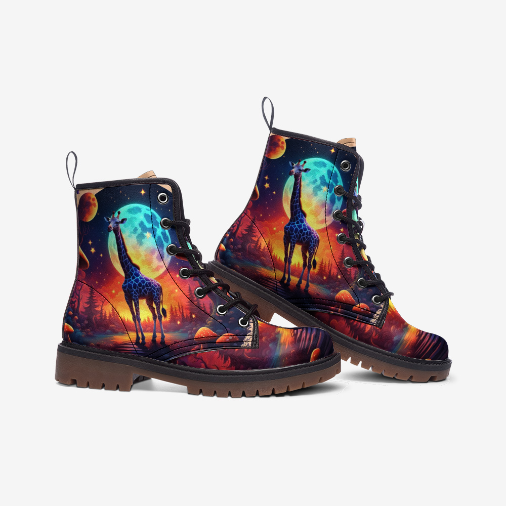Hippie Art Zone - Fantasy Supermoon on Leather Lightweight Boots for Hippies