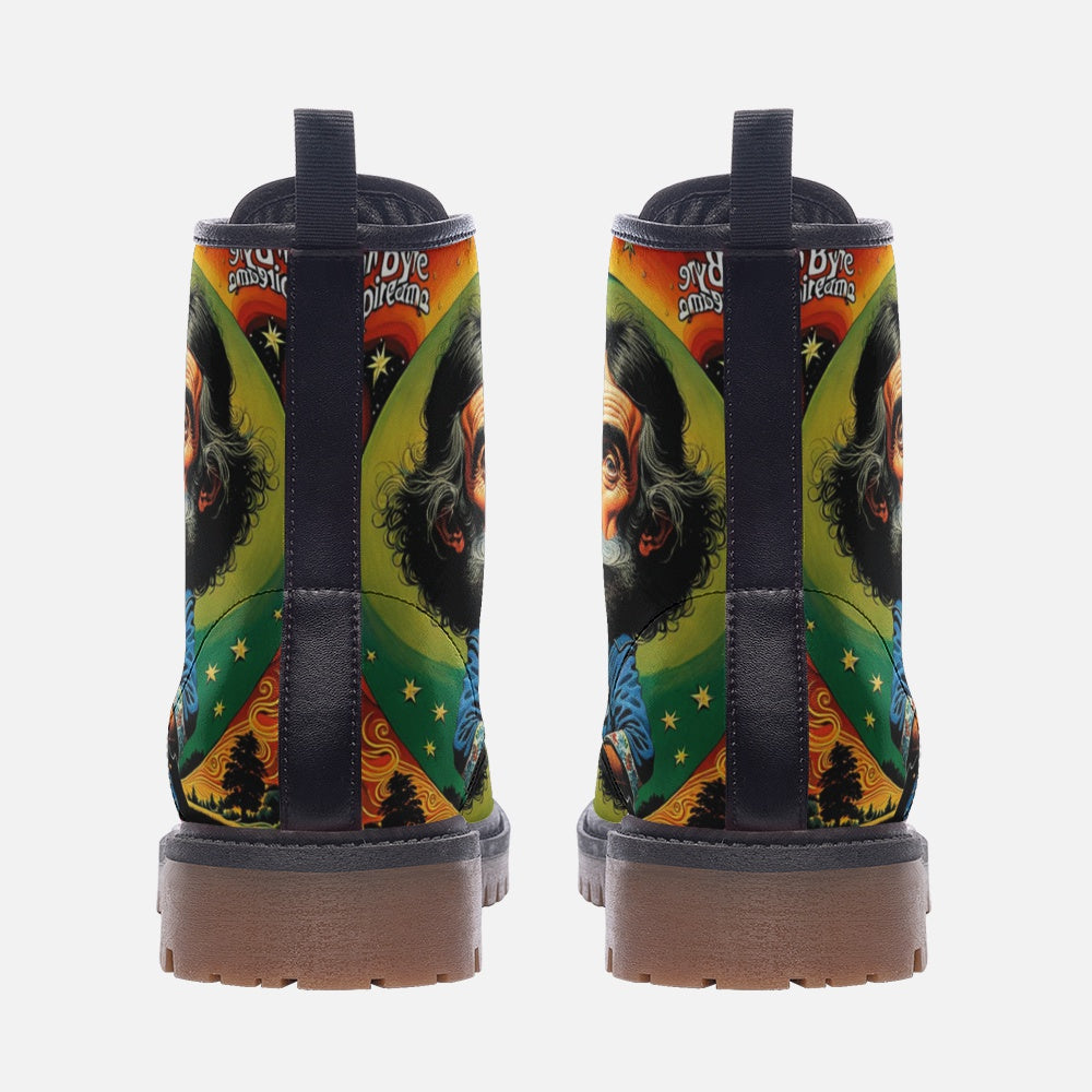 Hippie Art Zone - Jerry Garcia With The Guitar Casual Leather Lightweight Boots For Hippies
