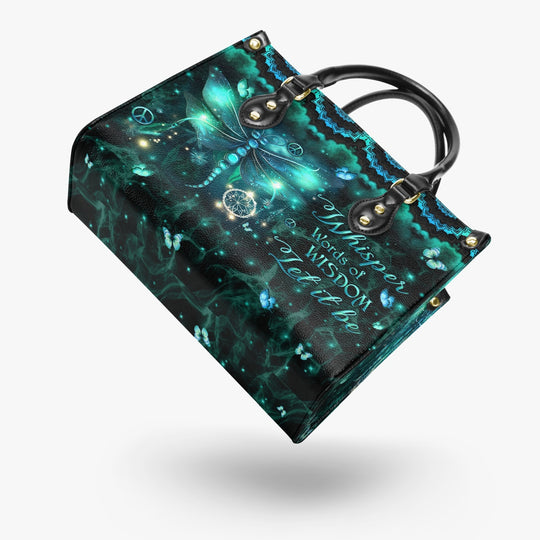 hippieartzone Bag - WHISPER WORDS OF WISDOM LEATHER HANDBAG.