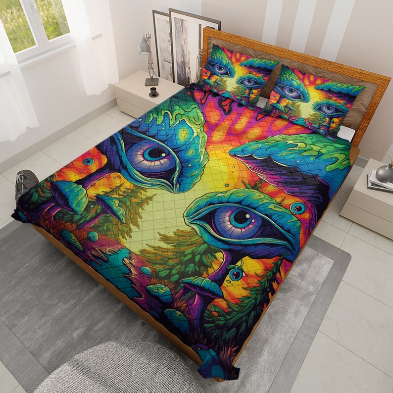 Hippie Art Zone - Abstract Grateful Mushroom Hippie Style Bedding Sets