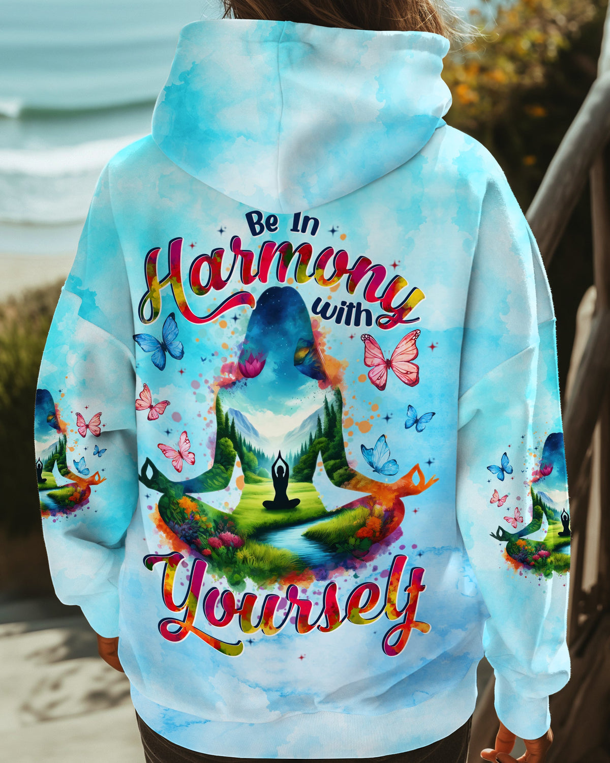 Be In Harmony With Yourself Yoga Hoodie Sweatshirt For Boho Hippie