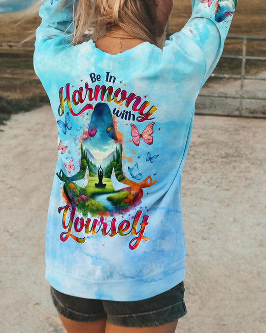 Be In Harmony With Yourself Yoga Hoodie Sweatshirt For Boho Hippie