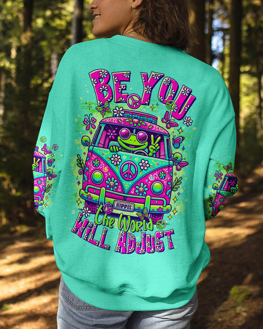 Be You The World Will Adjust Frog Bus Hoodie Sweatshirt For Boho Hippie