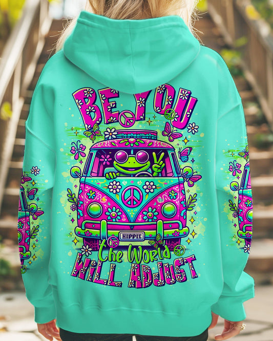 Be You The World Will Adjust Frog Bus Hoodie Sweatshirt For Boho Hippie