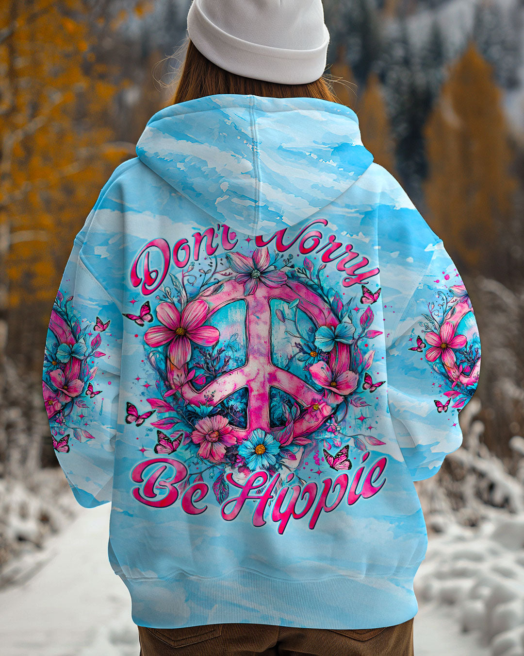 Don't Worry Be Hippie Hoodie Sweatshirt For Boho Hippie
