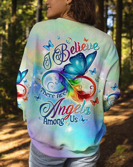 I Believe There Are Angels Among Us Butterfly Hoodie Sweatshirt For Boho Hippie