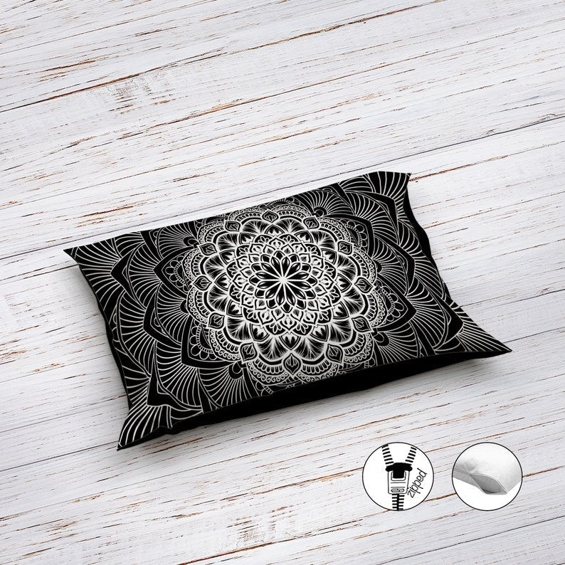 Hippie Art Zone - Black And White Mandala Bedding Set For Hippies