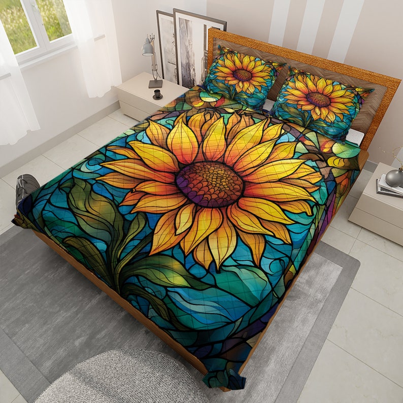 Hippie Art Zone - Colorful Sunflower Hippie Bedding Set, Bohemian and Gypsy Style