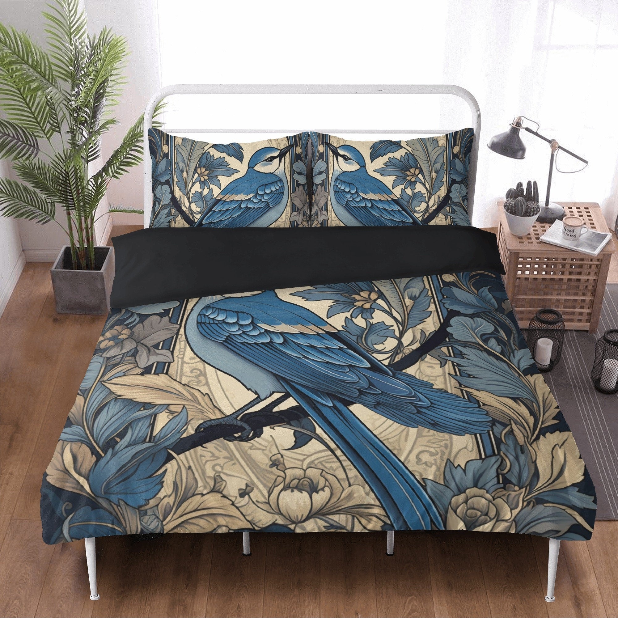 Cottagecore Blue Jay Floral Forest 
