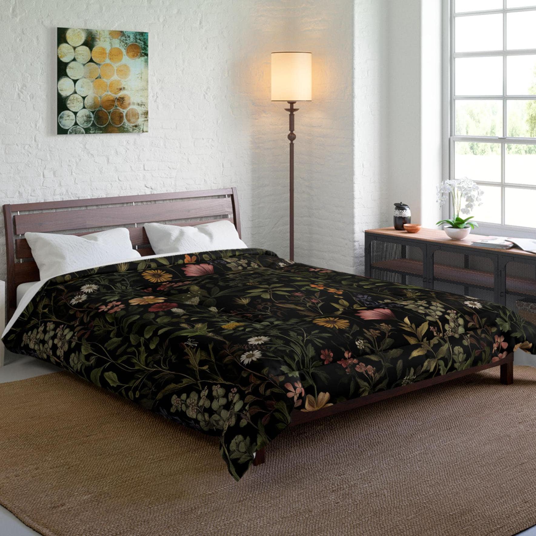 Hippie Art Zone - Dark Academia Cottagecore, Moody Botanical Bedding Set For Hippies