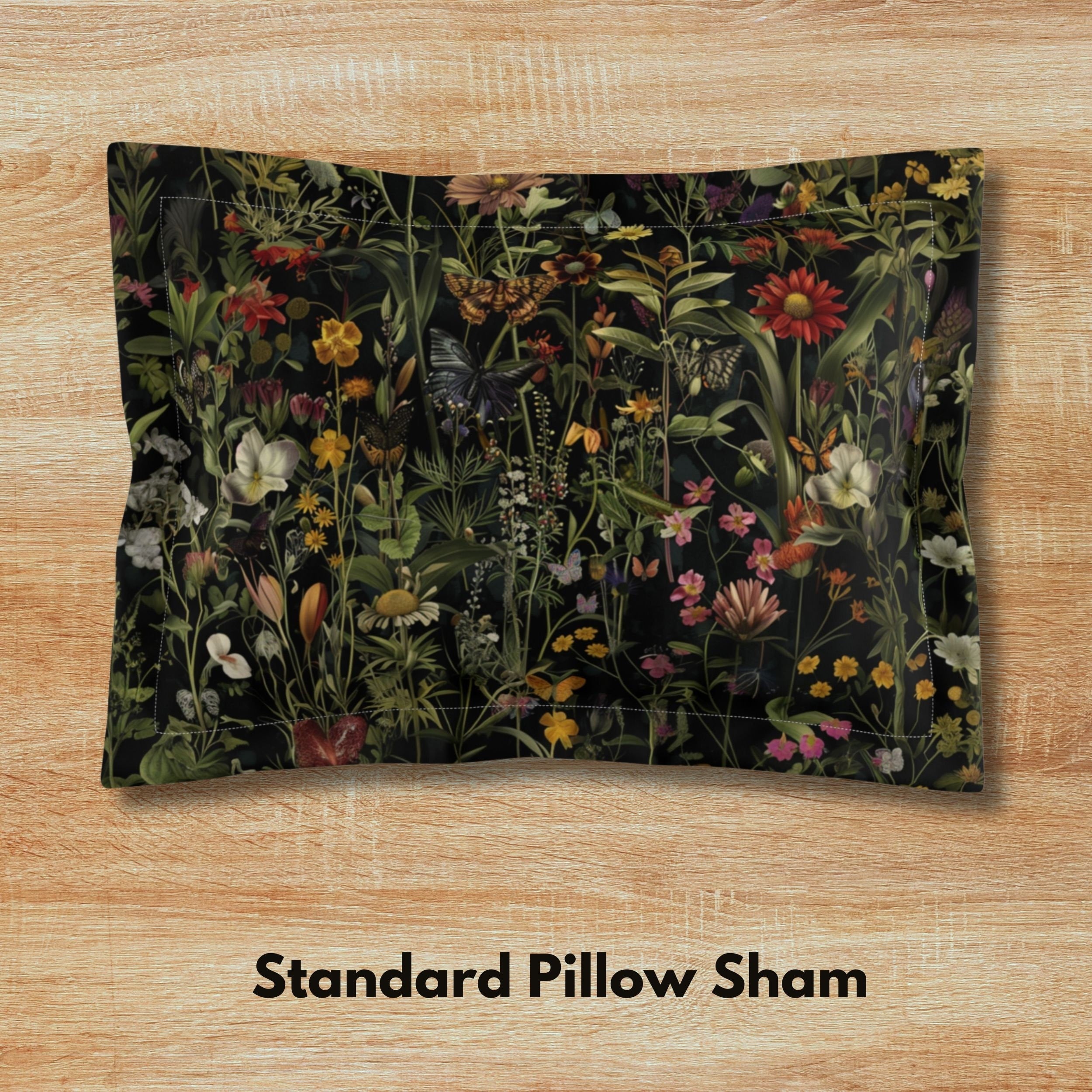 Hippie Art Zone - Dark Botanical Wildflower Duvet Cover, Bedding Set For Hippies