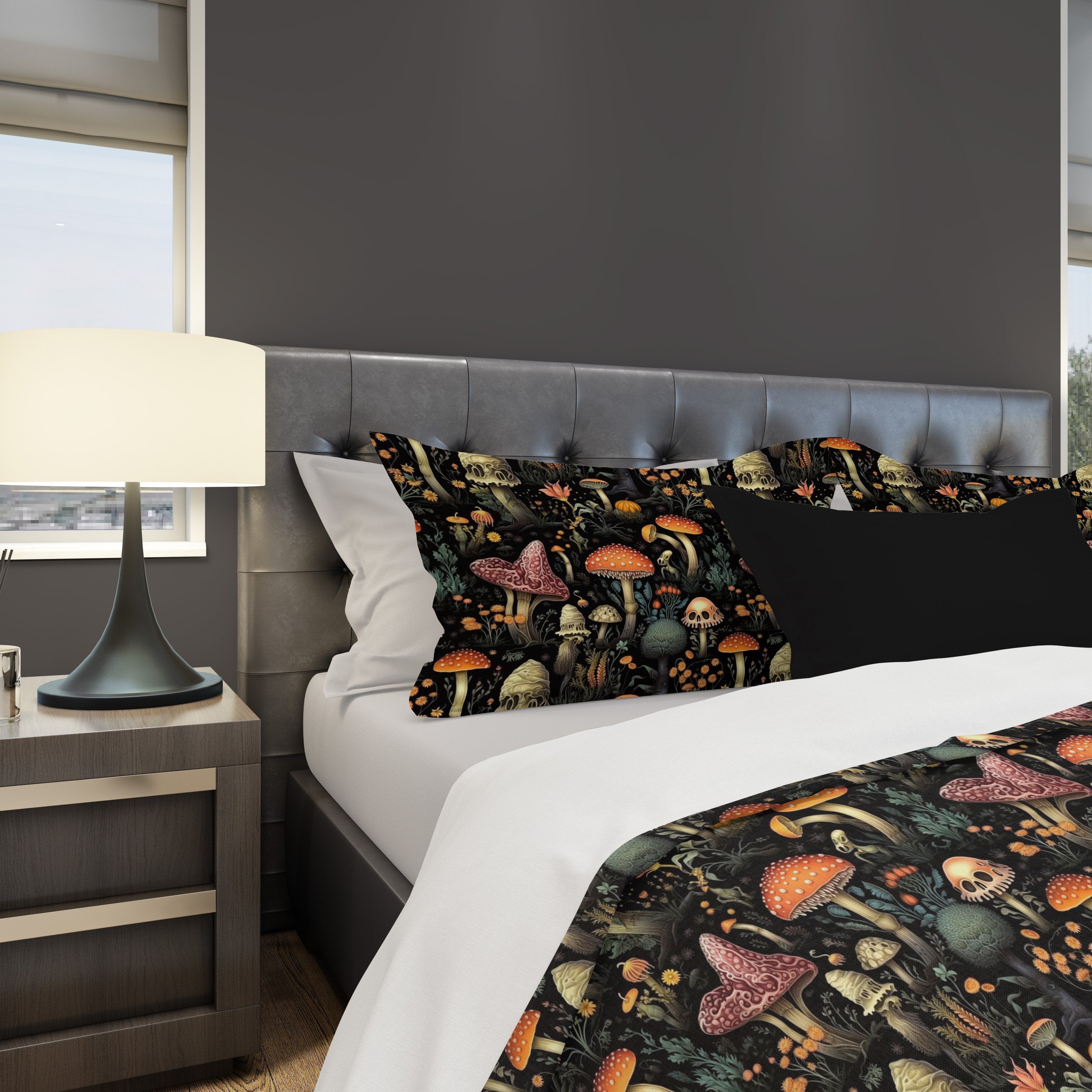 Hippie Art Zone - Dark Dweller Mushroom Duvet Cover, Bedding Set For Hippies
