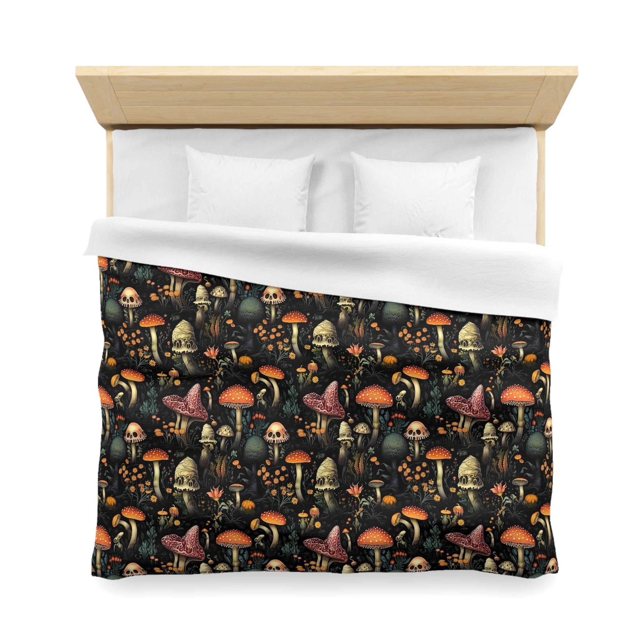 Hippie Art Zone - Dark Dweller Mushroom Duvet Cover, Bedding Set For Hippies