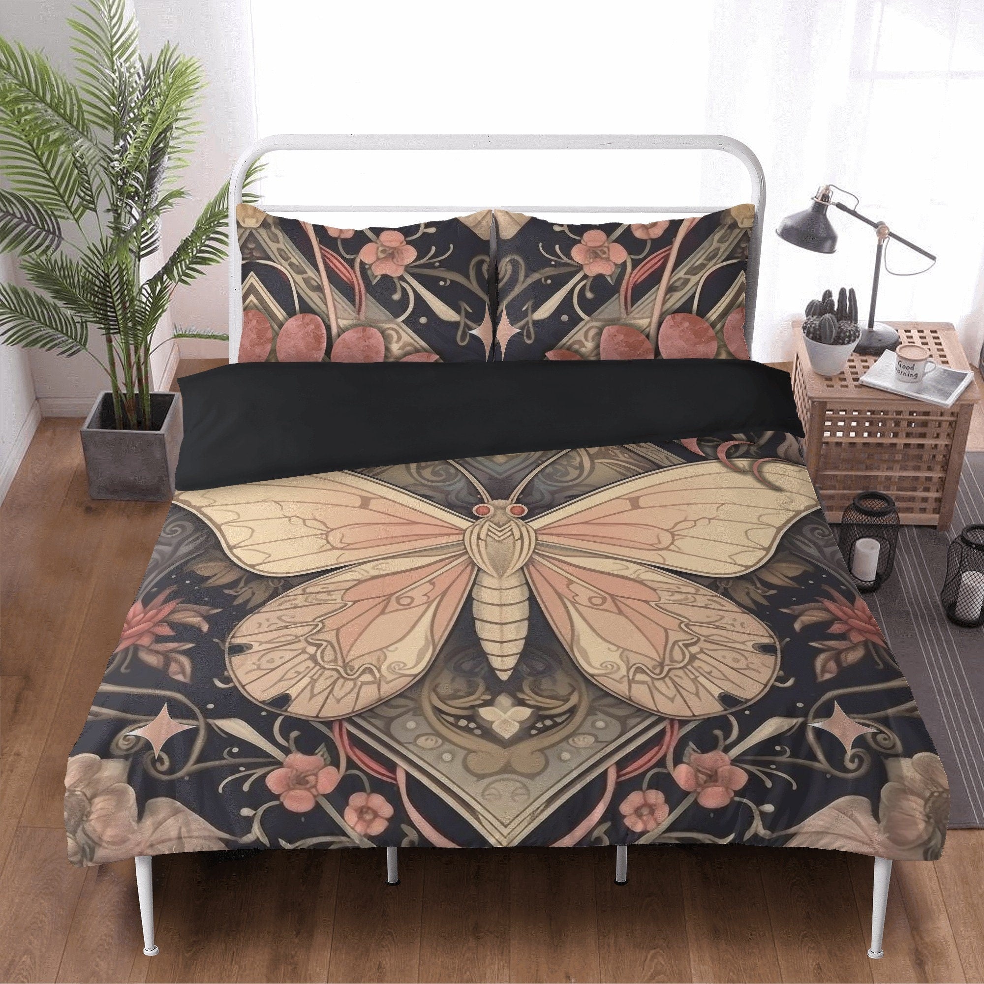 Dark Cottagecore Dusty Pink Moth Forest