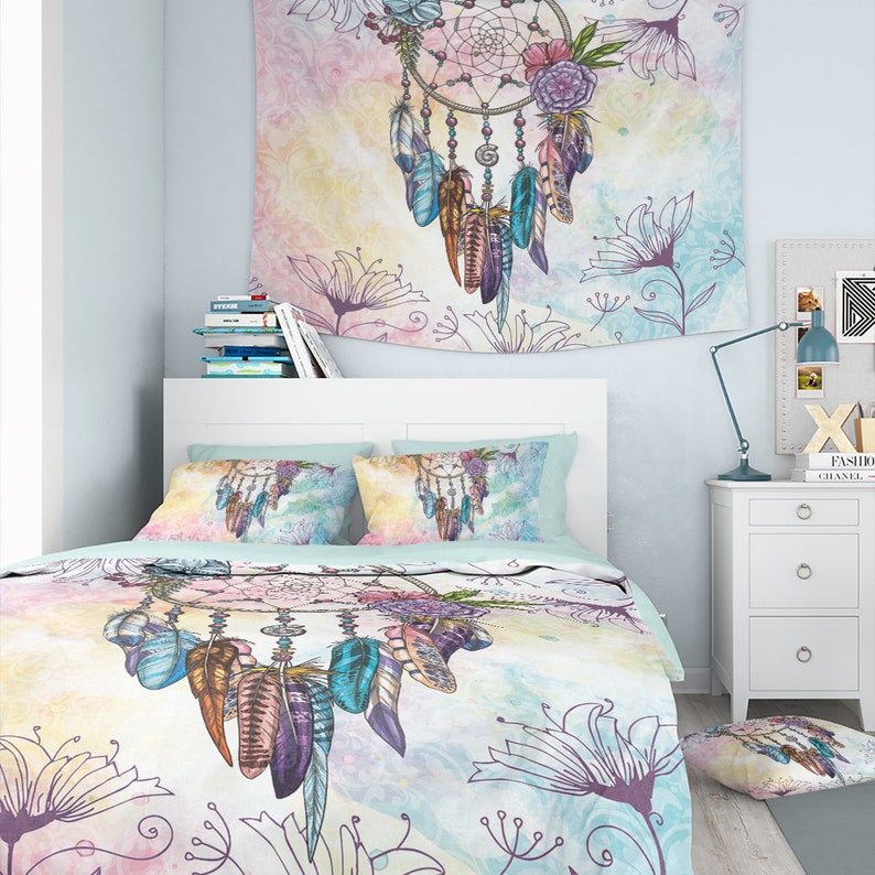 Hippie Art Zone - Dream Catcher Bohemian Bedding Set For Hippies