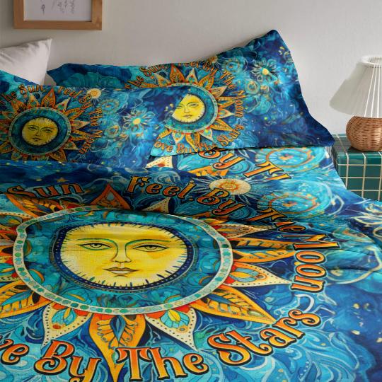 Hippie Art Zone - Feel By The Moon Bedding Set For Hippies