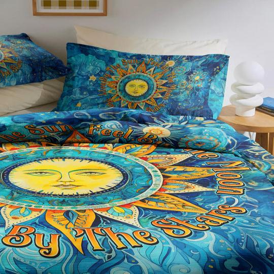 Hippie Art Zone - Feel By The Moon Bedding Set For Hippies
