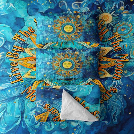 Hippie Art Zone - Feel By The Moon Bedding Set For Hippies
