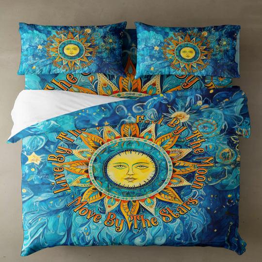Hippie Art Zone - Feel By The Moon Bedding Set For Hippies