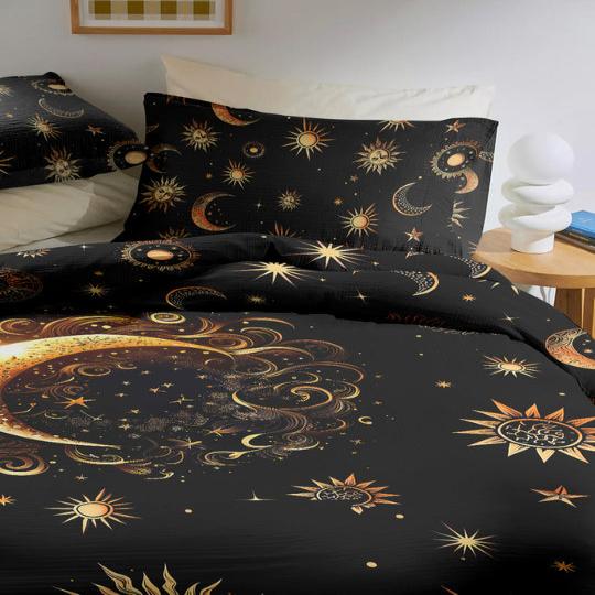 Hippie Art Zone - The Mystic Moon Sun Bedding Set For Hippies