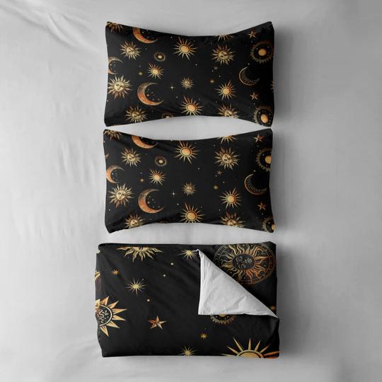 Hippie Art Zone - The Mystic Moon Sun Bedding Set For Hippies