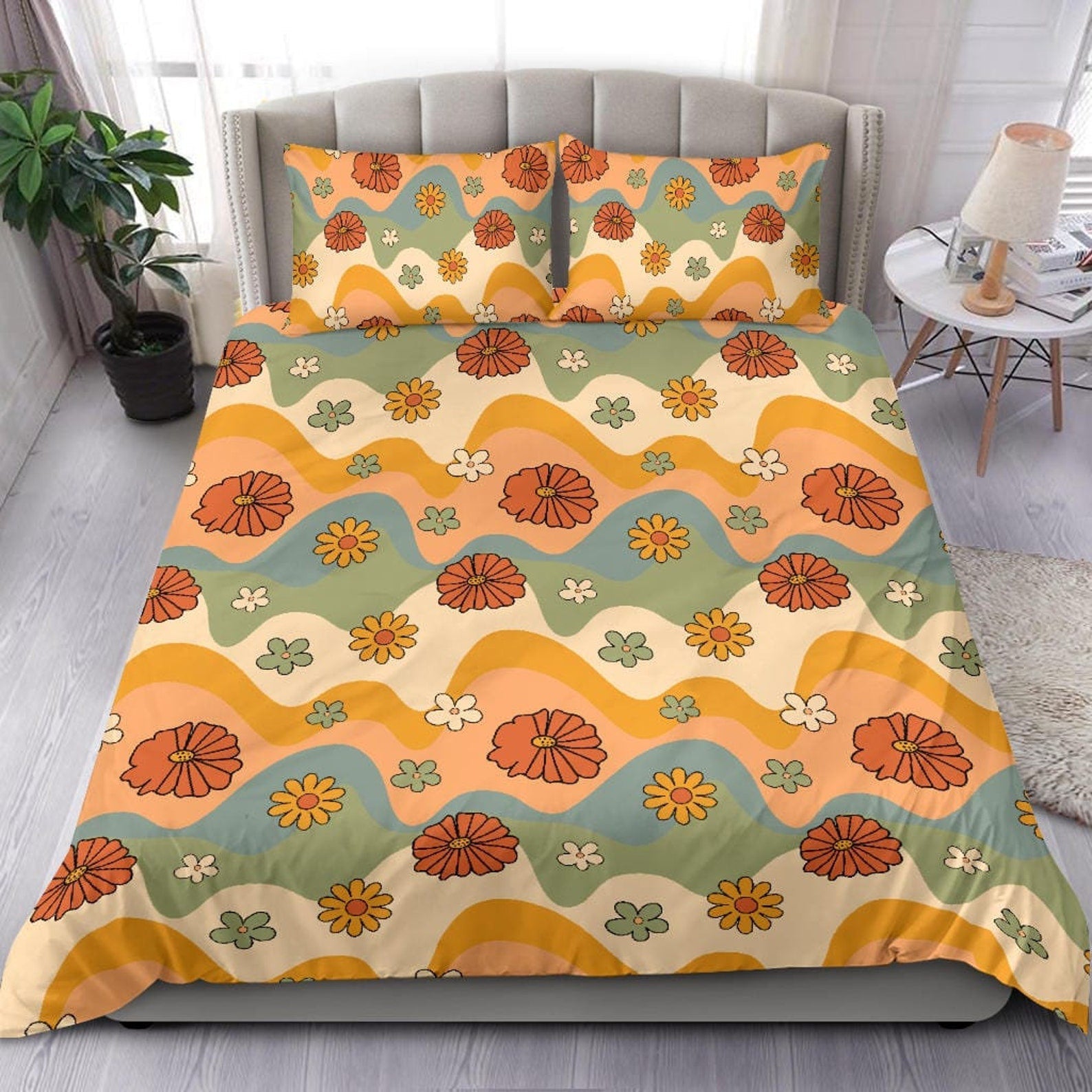 Hippie Art Zone - Boho Duvet Cover, Floral Duvet Cover, Bedding Set For Hippies