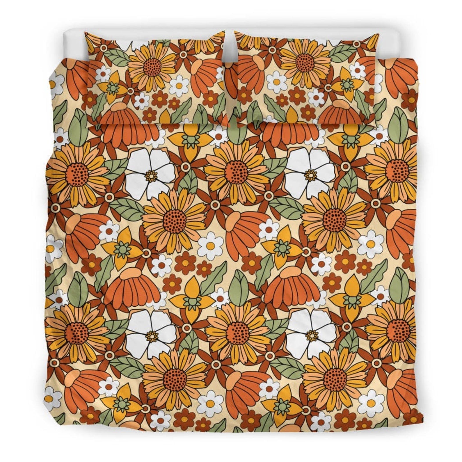 Hippie Art Zone - Boho Duvet Cover, Floral Duvet Cover, Bedding Set For Hippies