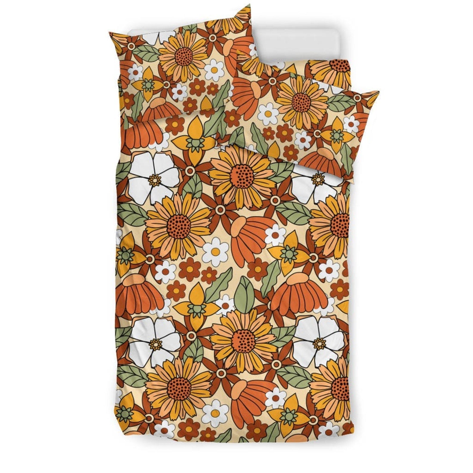 Hippie Art Zone - Boho Duvet Cover, Floral Duvet Cover, Bedding Set For Hippies