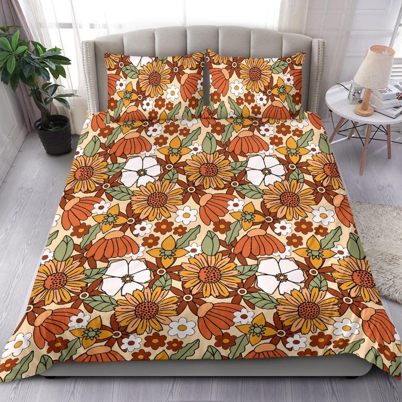Hippie Art Zone - Boho Duvet Cover, Floral Duvet Cover, Bedding Set For Hippies