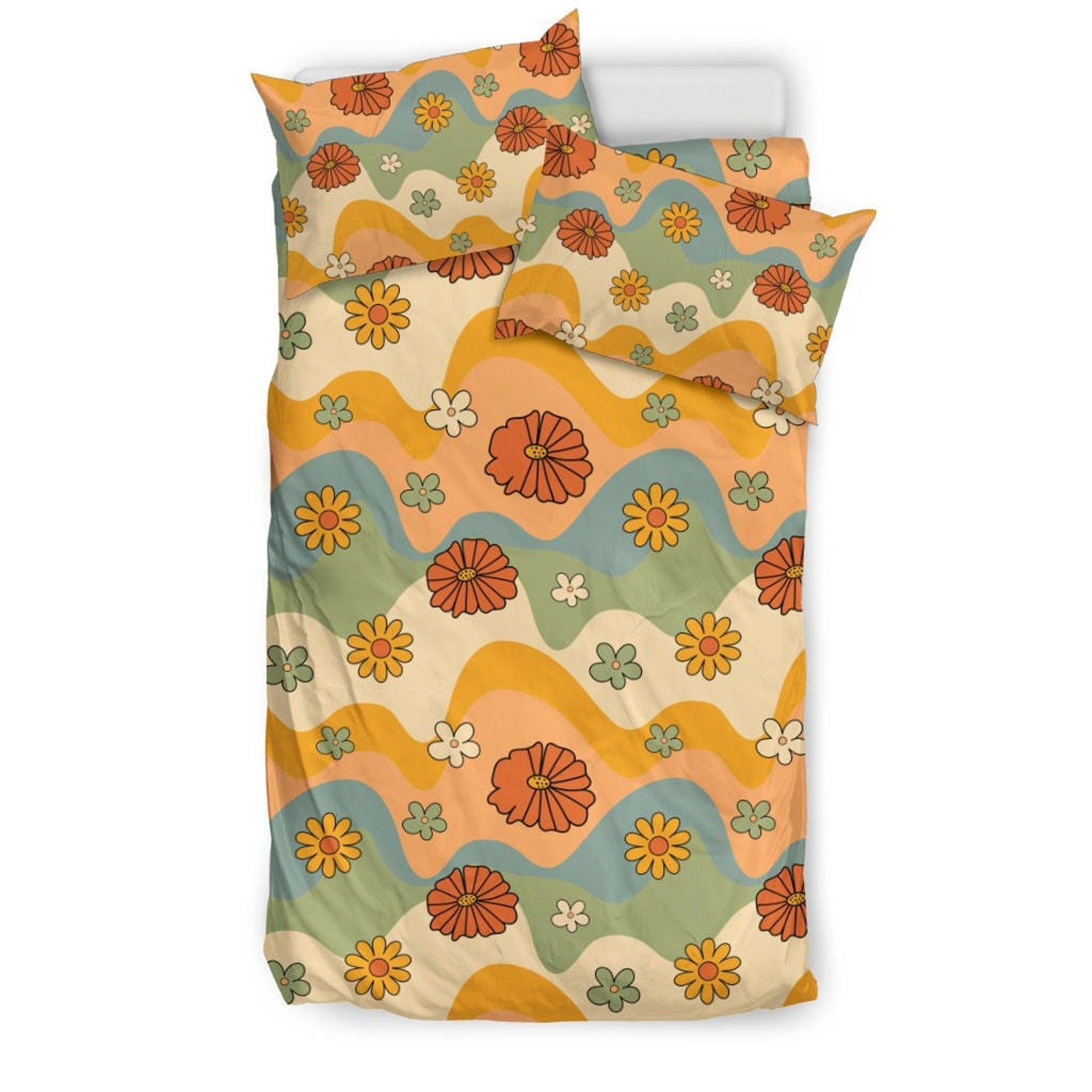 Hippie Art Zone - Boho Duvet Cover, Floral Duvet Cover, Bedding Set For Hippies