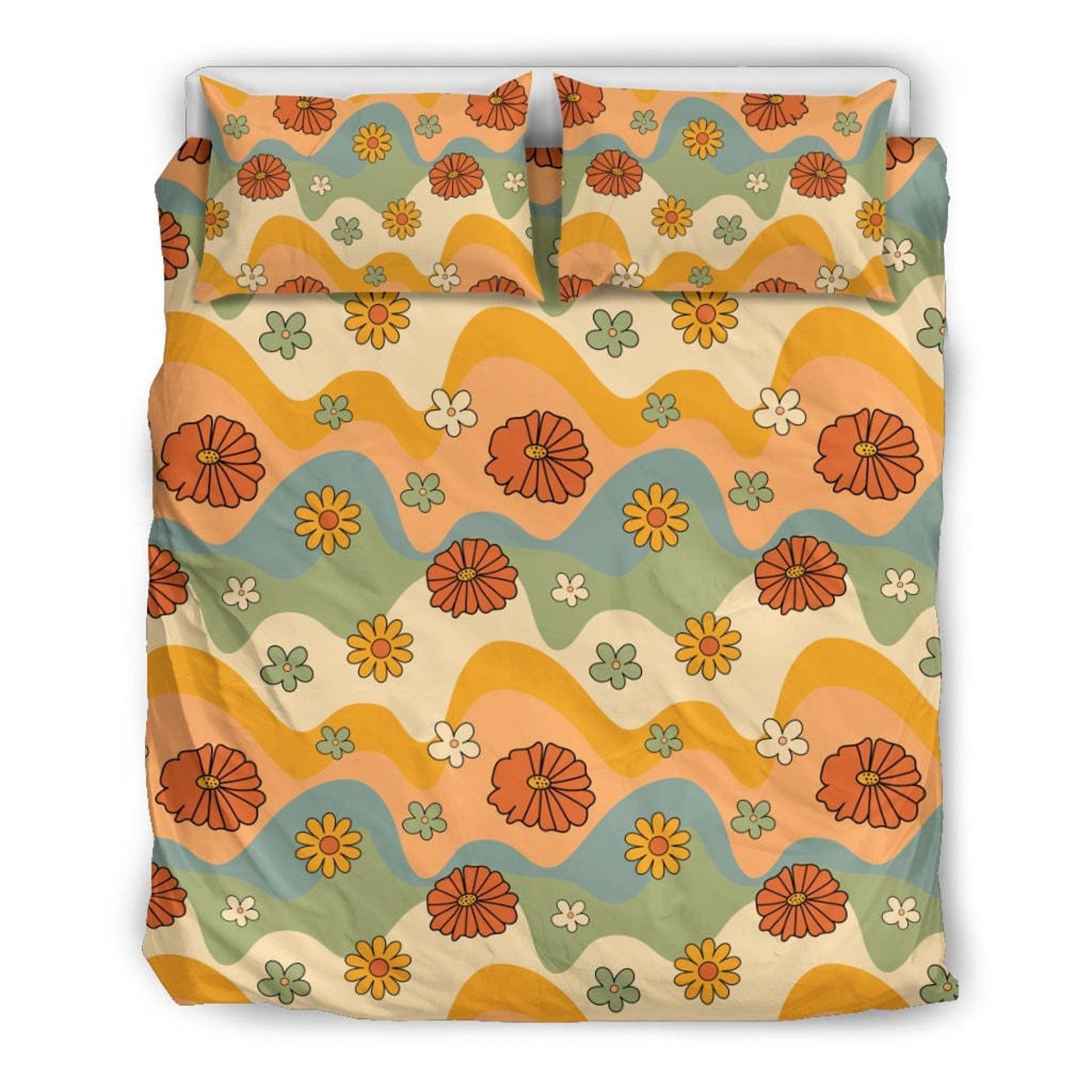 Hippie Art Zone - Boho Duvet Cover, Floral Duvet Cover, Bedding Set For Hippies