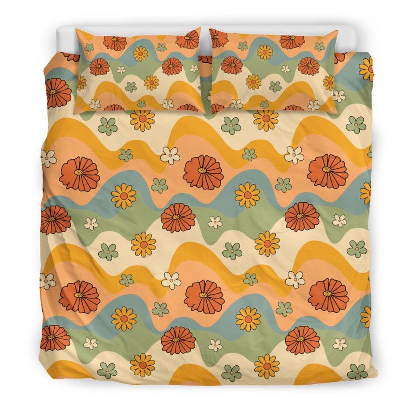 Hippie Art Zone - Boho Duvet Cover, Floral Duvet Cover, Bedding Set For Hippies