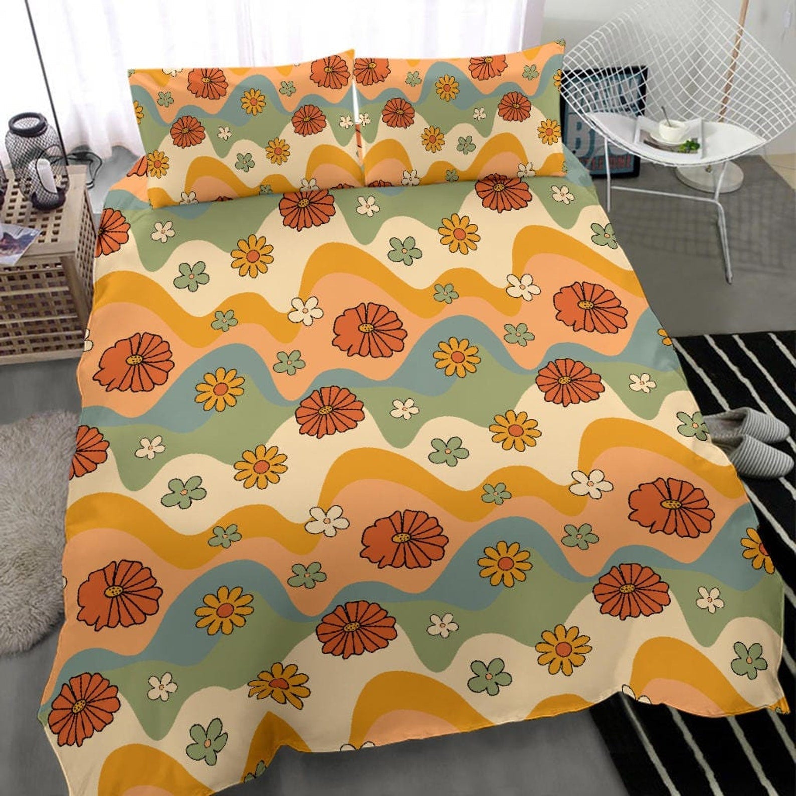 Hippie Art Zone - Boho Duvet Cover, Floral Duvet Cover, Bedding Set For Hippies